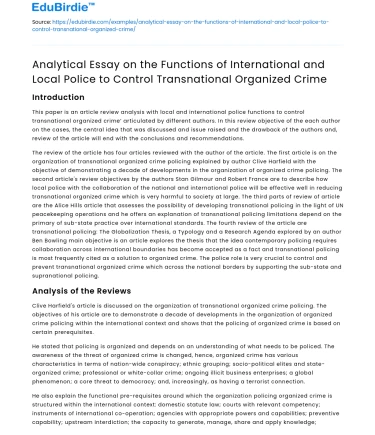 Police Roles in Combating Organized Crime