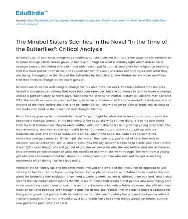 Mirabal Sisters’ Sacrifice in Time of the Butterflies