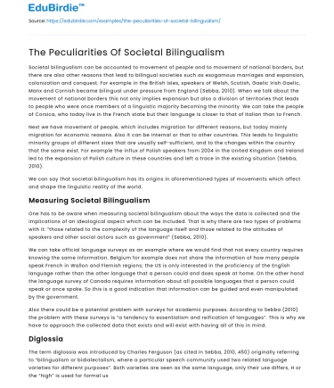 The Peculiarities Of Societal Bilingualism