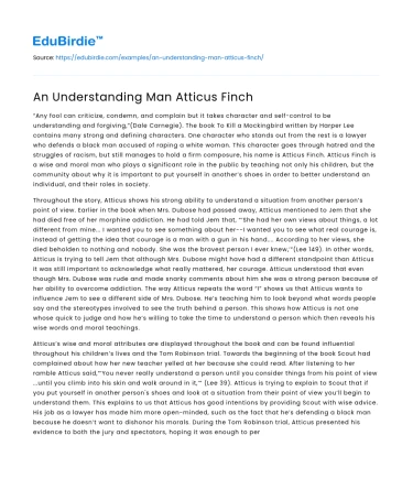 An Understanding Man Atticus Finch