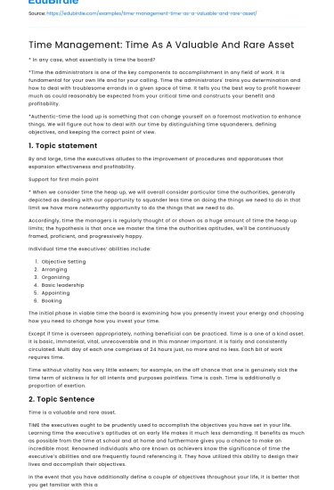 Time Management: Time As A Valuable And Rare Asset