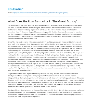 What Does the Rain Symbolize in ‘The Great Gatsby’