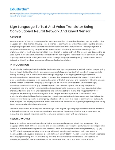 Sign Language Translator with CNN and Kinect