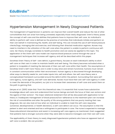 Hypertension Management In Newly Diagnosed Patients