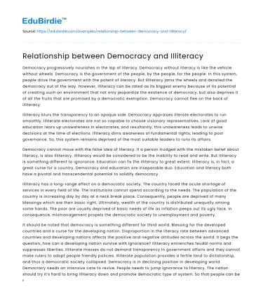 Relationship between Democracy and Illiteracy
