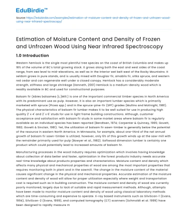 Estimation of Moisture and Density in Frozen and Unfrozen Wood