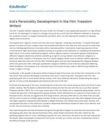 Eva’s Personality Development in the Film ‘Freedom Writers’