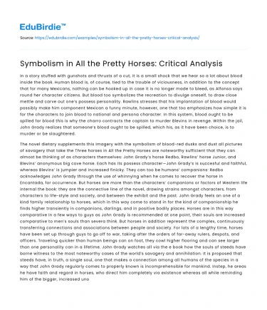 Symbolism in All the Pretty Horses: Critical Analysis