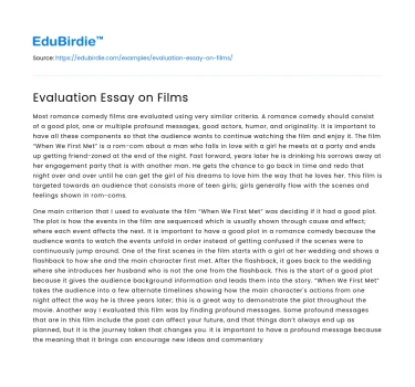 Evaluation Essay on Films