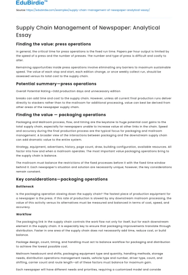 Optimizing Newspaper Supply Chain Dynamics