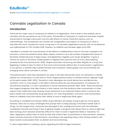 Cannabis Legalization in Canada