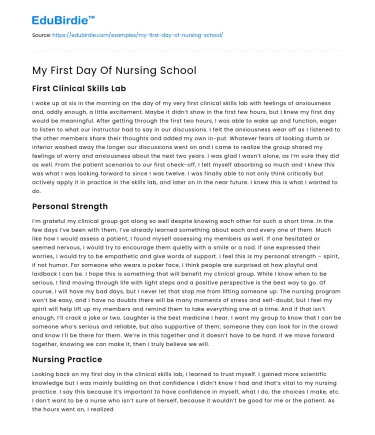 My First Day Of Nursing School