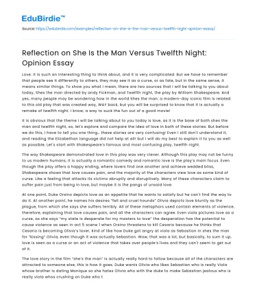 Contrasting She Is the Man and Twelfth Night: A Comparative Analysis