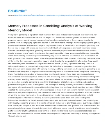 Memory Processes in Gambling: Analysis of Working Memory Model