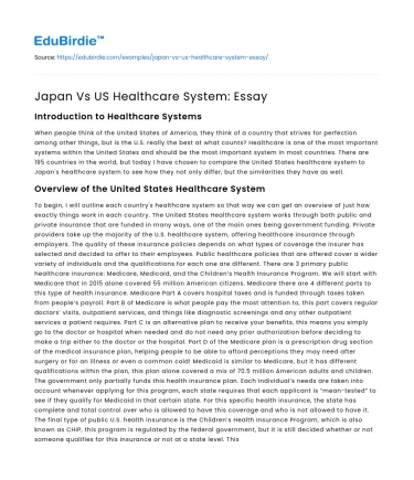Japan Vs US Healthcare System: Essay