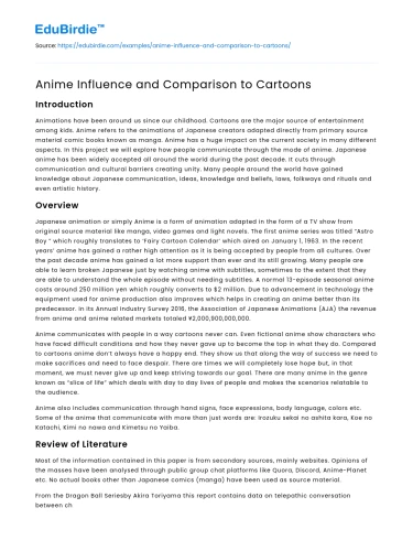Anime Influence and Comparison to Cartoons
