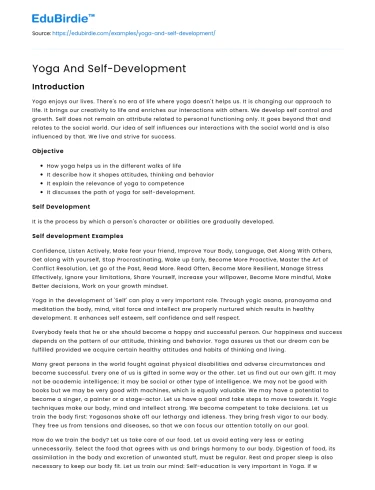 Yoga And Self-Development