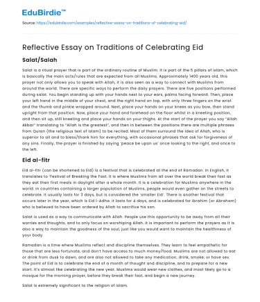 Reflective Essay on Traditions of Celebrating Eid