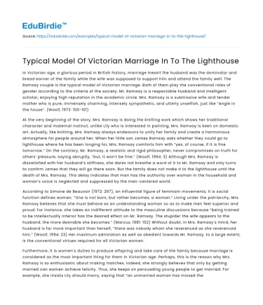 Typical Model Of Victorian Marriage In To The Lighthouse