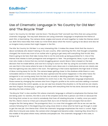 Cinematic Language in ‘No Country for Old Men’ and ‘The Bicycle Thief’