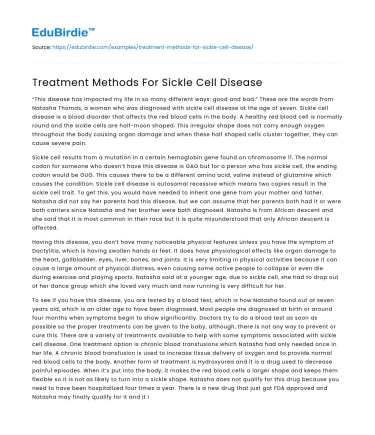 Treatment Methods For Sickle Cell Disease