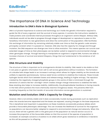 The Importance Of DNA In Science And Technology