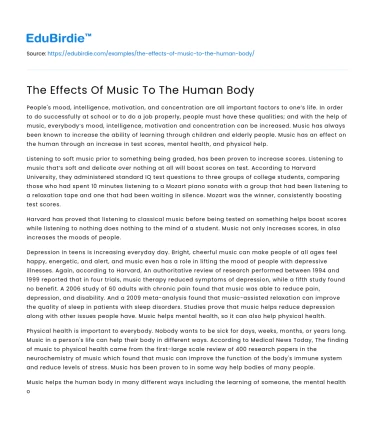 The Effects Of Music To The Human Body