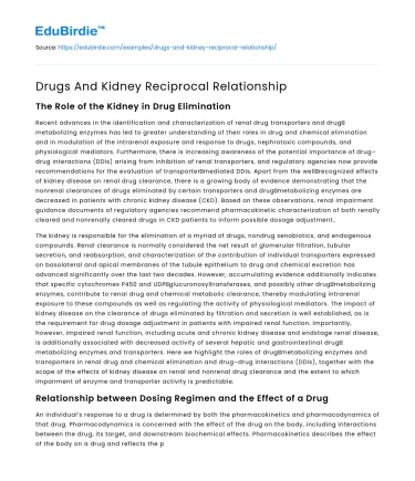 Drugs And Kidney Reciprocal Relationship