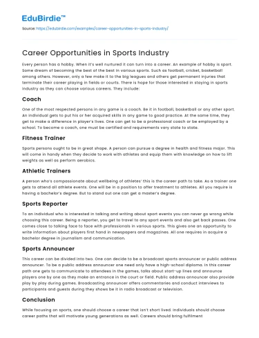 Career Opportunities in Sports Industry