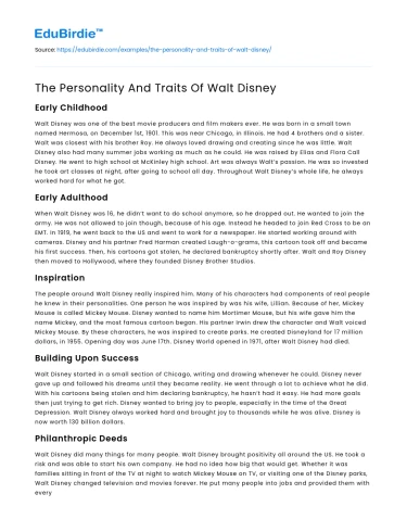 The Personality And Traits Of Walt Disney
