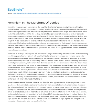 Feminism In The Merchant Of Venice
