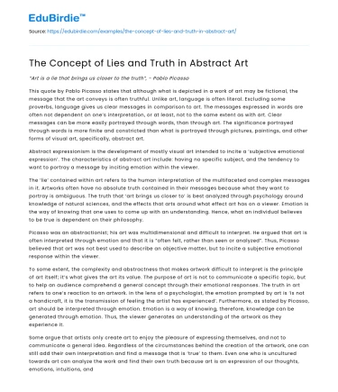The Concept of Lies and Truth in Abstract Art