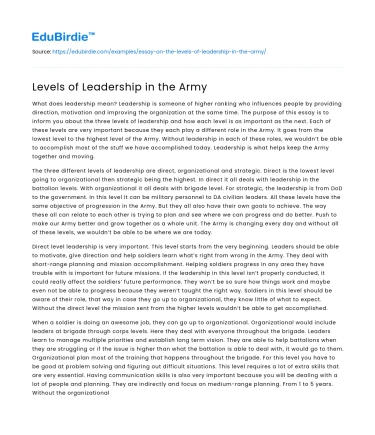 Levels of Leadership in the Army