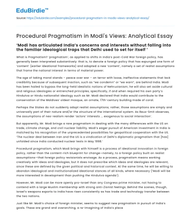 Modi’s Pragmatic Approach: Analyzing Procedural Flexibility