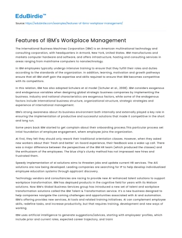 Features of IBM’s Workplace Management