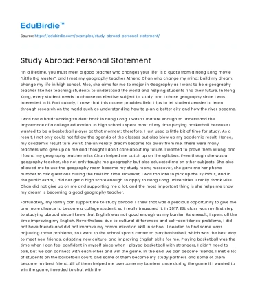 Study Abroad: Personal Statement