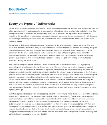 Essay on Types of Euthanasia