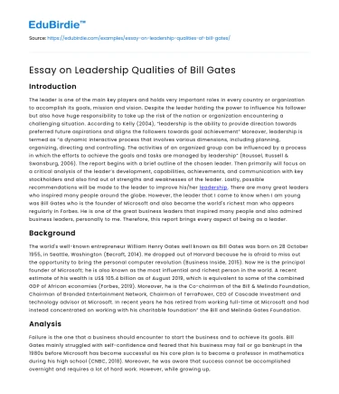 Essay on Leadership Qualities of Bill Gates
