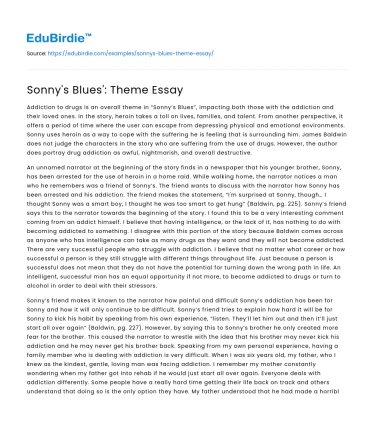 Sonny’s Blues’: Theme Essay