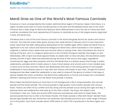 Mardi Gras as One of the World’s Most Famous Carnivals