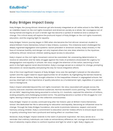 Ruby Bridges Impact Essay