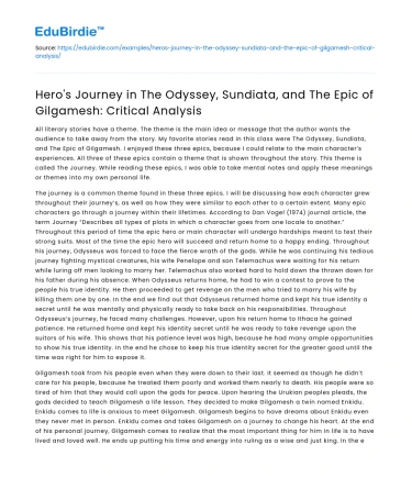 Comparing Hero’s Journeys in Ancient Epics: Critical Analysis