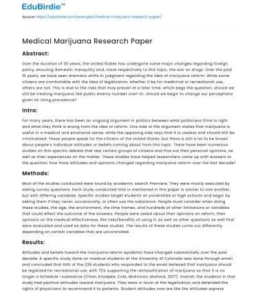 Medical Marijuana Research Paper