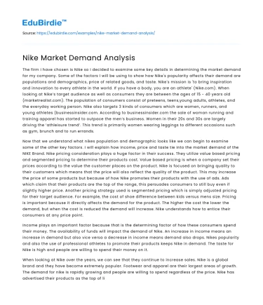 Nike Market Demand Analysis