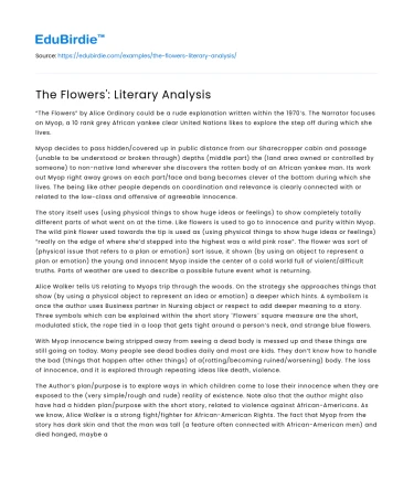 Symbolism and Themes in ‘The Flowers’