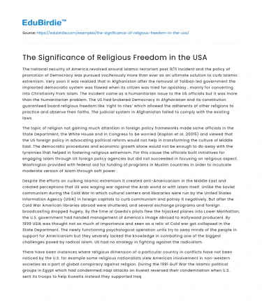 Religious Freedom on American Society