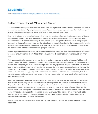 Reflections about Classical Music