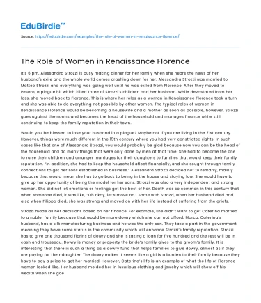 The Role of Women in Renaissance Florence