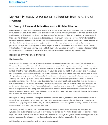 My Family Essay: A Personal Reflection from a Child of Divorce