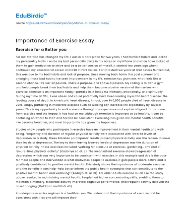 Importance of Exercise Essay